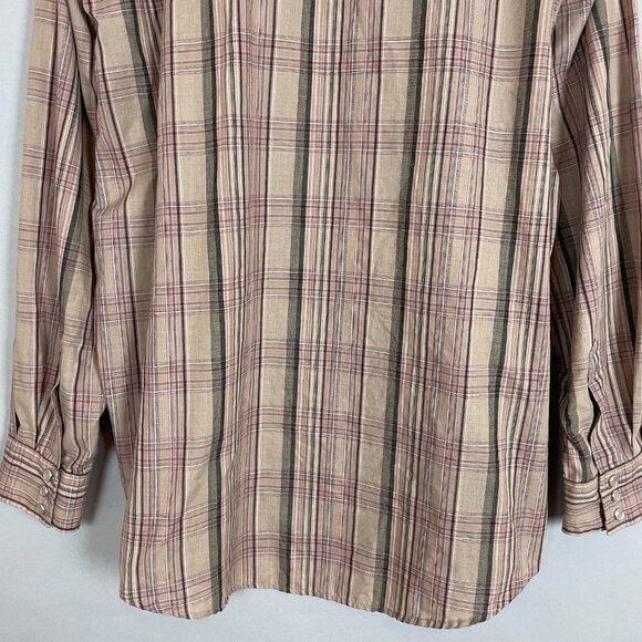 Vintage Trailblazer Western Shirt Plaid‎ Men Size XL Neutral Muted Rockabilly - Picture 7 of 9